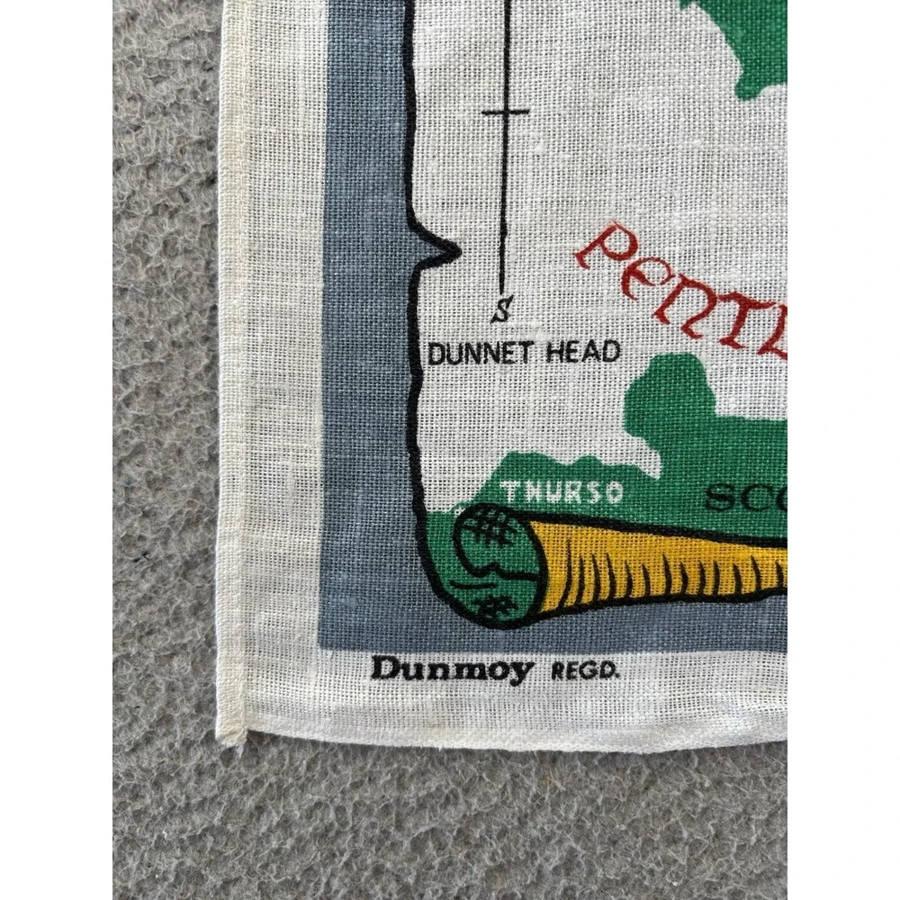 Vintage Orkney Tea Towel Map 29x21 Irish Linen Scotland Dunmoy